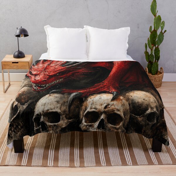 Item preview, Red Dragon Skull Wall Art – Gothic Dark Fantasy Dragon with Skulls, Blood Red Artwork designed and sold by DrakariArt.