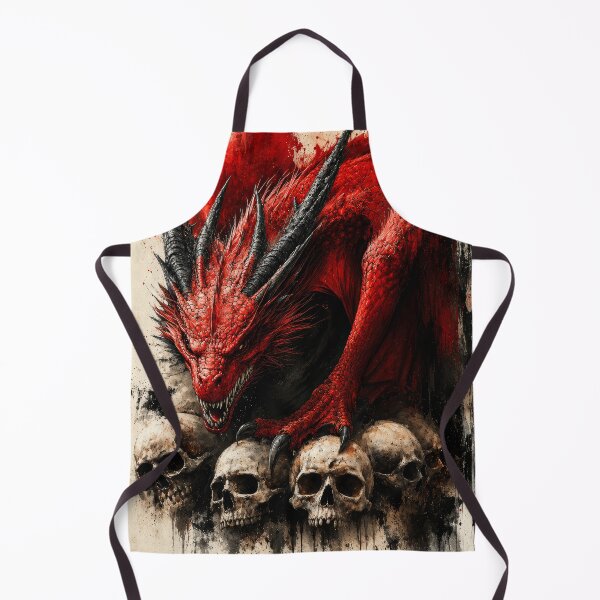 Item preview, Red Dragon Skull Wall Art – Gothic Dark Fantasy Dragon with Skulls, Blood Red Artwork designed and sold by DrakariArt.