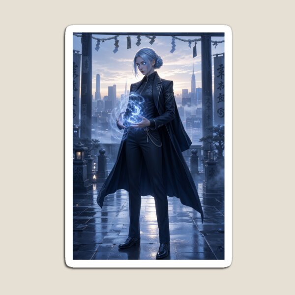 Item preview, Silver Haired Sorcerer with Blue Magic gojo designed and sold by CathryneDelamort.