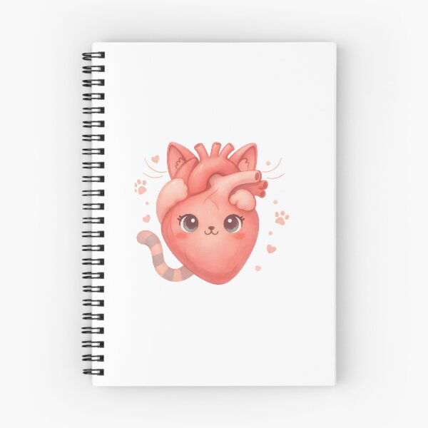 Item preview, Cute Kawaii Cat Anatomical Heart Watercolor Illustration designed and sold by mijaczeek.