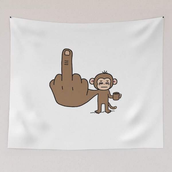 Item preview, Funny Monkey Coffee Middle Finger Meme designed and sold by MonkiFlipp.