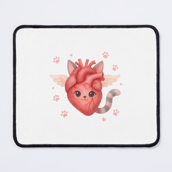 Item preview, Cute Kawaii Cat Anatomical Heart Watercolor Illustration designed and sold by mijaczeek.