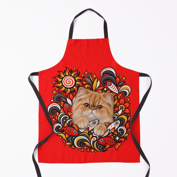 Item preview, Persian Cat Folk Art - Psychedelic Sun & Fishes Graphic Pattern designed and sold by PixelsPaws.