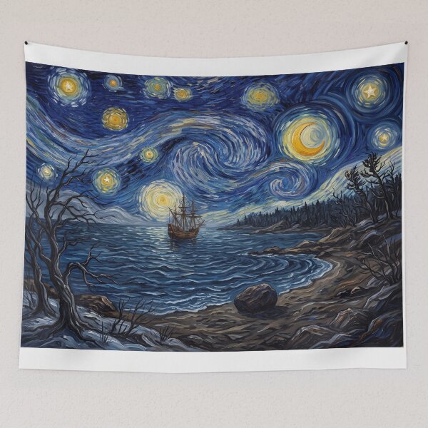 Item preview, Plymouth Rock Mayflower Starry Night Landscape designed and sold by Bad-Decisions-Designs.