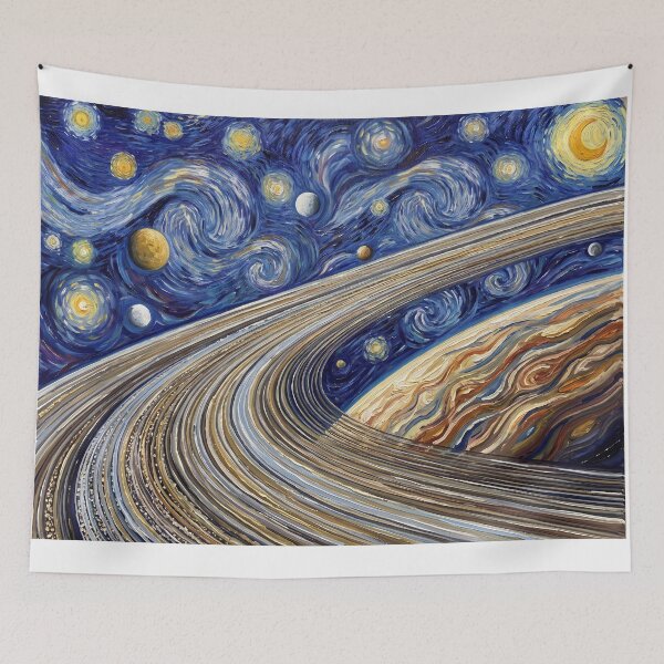 Item preview, Planet Saturn Rings Starry Night Landscape designed and sold by Bad-Decisions-Designs.