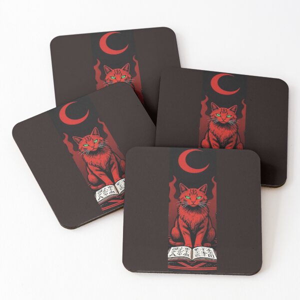 Item preview, Occult Red Cat Spellbook Crescent Moon designed and sold by WildArtIT.
