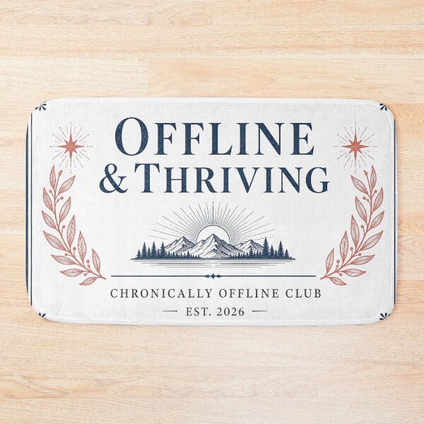 Item preview, Offline and Thriving Vintage Badge Typography designed and sold by Art&Fun.