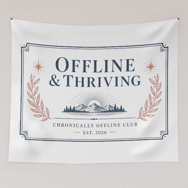 Item preview, Offline and Thriving Vintage Badge Typography designed and sold by Art&Fun.