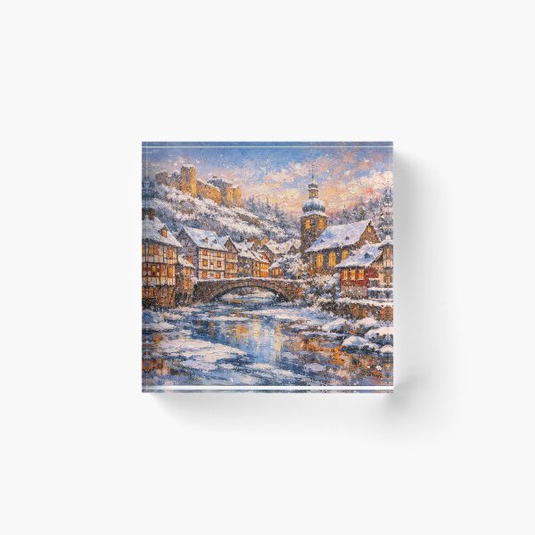 Item preview, Monschau in Germany painting – a winter scene in this beautiful European place. designed and sold by GalleryKauffeld.