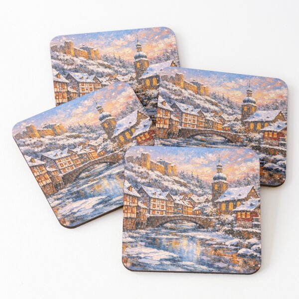 Item preview, Monschau in Germany painting – a winter scene in this beautiful European place. designed and sold by GalleryKauffeld.
