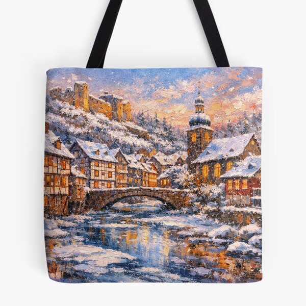 Item preview, Monschau in Germany painting – a winter scene in this beautiful European place. designed and sold by GalleryKauffeld.