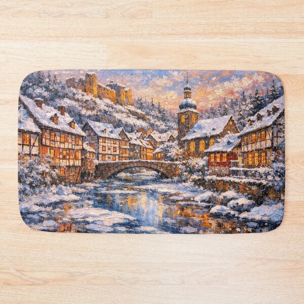Item preview, Monschau in Germany painting – a winter scene in this beautiful European place. designed and sold by GalleryKauffeld.