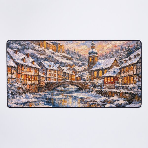Item preview, Monschau in Germany painting – a winter scene in this beautiful European place. designed and sold by GalleryKauffeld.