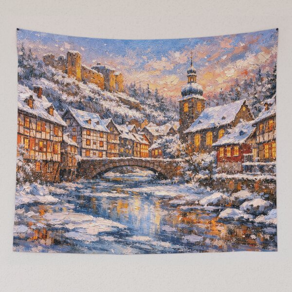 Item preview, Monschau in Germany painting – a winter scene in this beautiful European place. designed and sold by GalleryKauffeld.