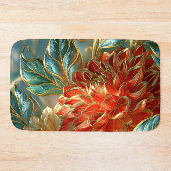 Item preview, Dahlia Floral Art in Red and Blue designed and sold by MargaretWiktor.