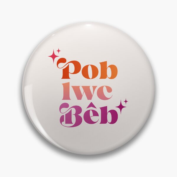 Item preview, Pob lwc bêb (good luck babe) welsh language typography (lesbian colours) designed and sold by QuillPrints.