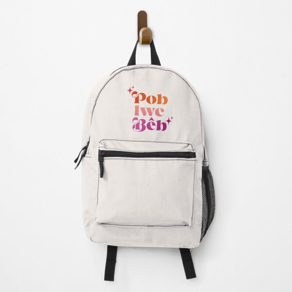 Item preview, Pob lwc bêb (good luck babe) welsh language typography (lesbian colours) designed and sold by QuillPrints.