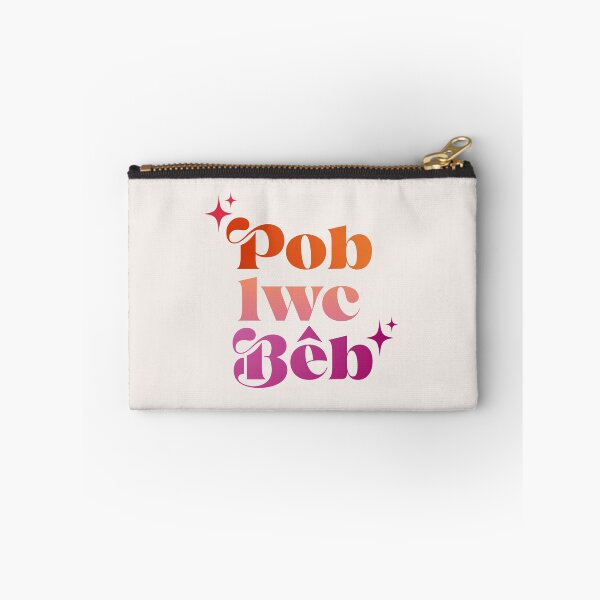 Item preview, Pob lwc bêb (good luck babe) welsh language typography (lesbian colours) designed and sold by QuillPrints.