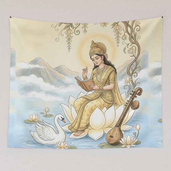 Item preview, Goddess Saraswati Lotus Spiritual Art designed and sold by hutofdesigns.