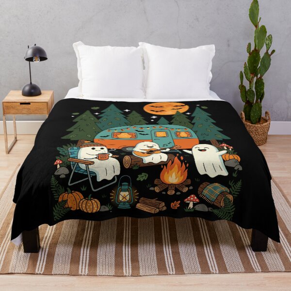 Item preview, Ghost Camping Under Full Moon - Spooky Halloween Campfire designed and sold by w66aboo.