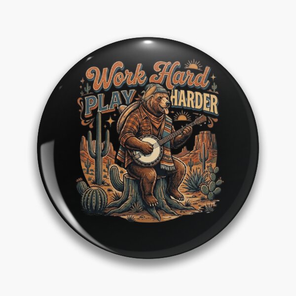 Item preview, Work Hard Play Harder Banjo Bear Desert Music designed and sold by Flirt-Teez.