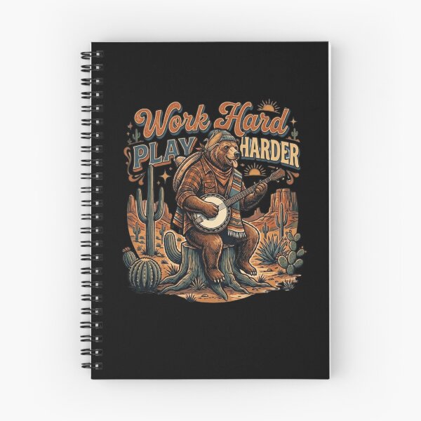 Item preview, Work Hard Play Harder Banjo Bear Desert Music designed and sold by Flirt-Teez.