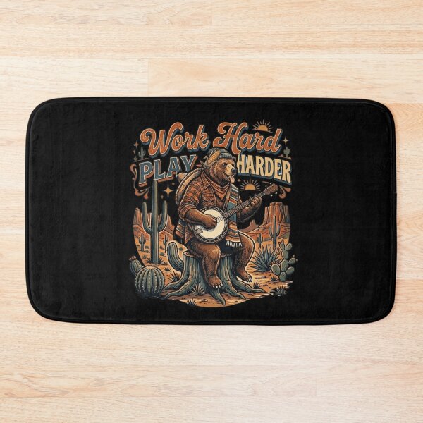 Item preview, Work Hard Play Harder Banjo Bear Desert Music designed and sold by Flirt-Teez.