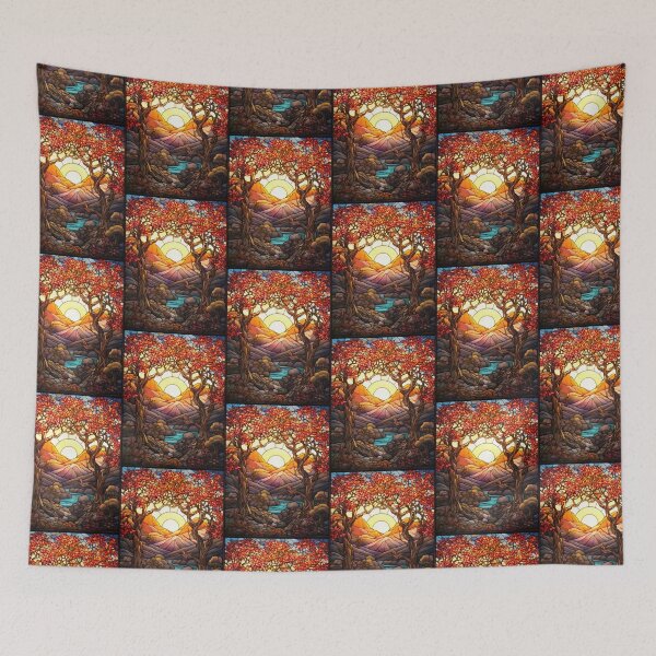 Item preview, Autumn Sunset Stained Glass designed and sold by pinkal.