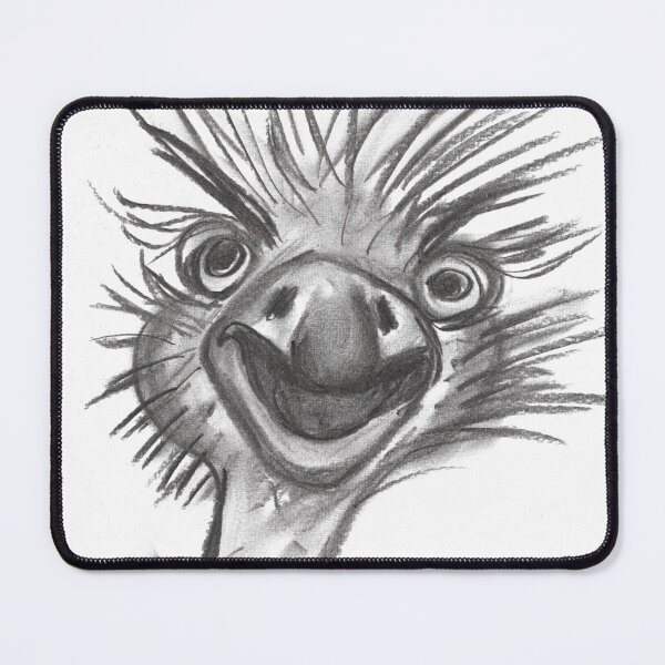 Item preview, Ostrich, Bad Hair Day, Charcoal designed and sold by Anke‘s Bazaar.