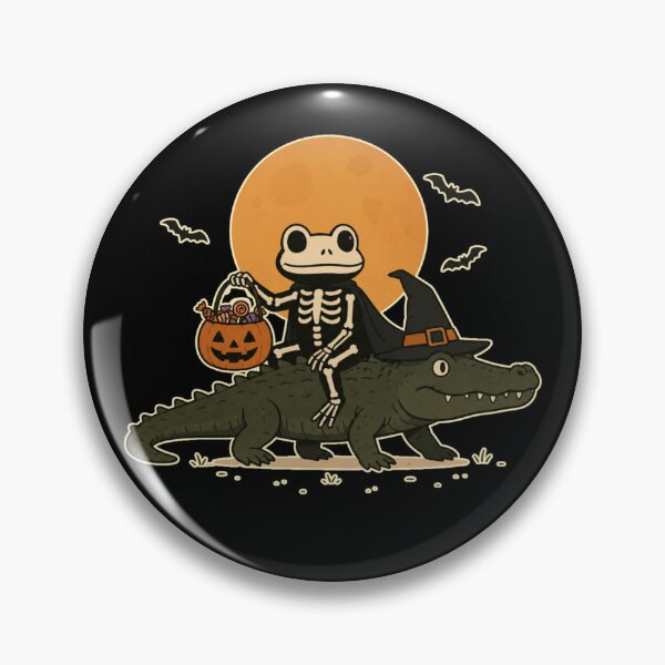 Item preview, Skeleton frog riding on a crocodile halloween designed and sold by HiPatti.