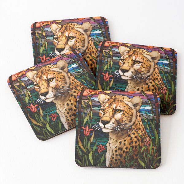 Item preview, Cheetah Stained Glass Wildlife designed and sold by pinkal.