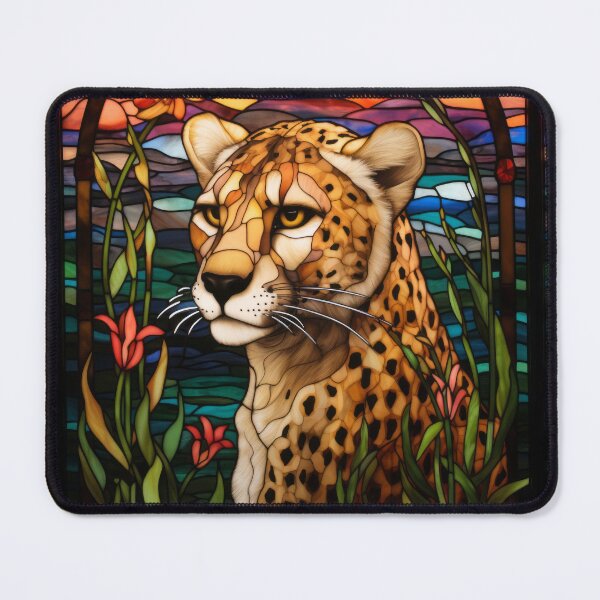 Item preview, Cheetah Stained Glass Wildlife designed and sold by pinkal.