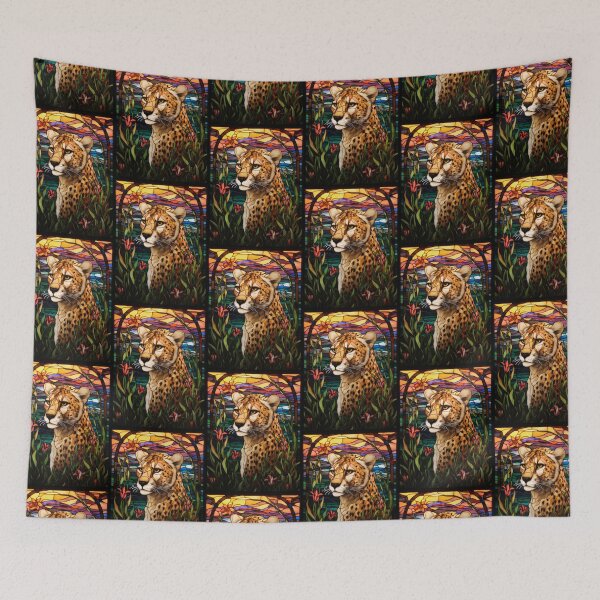 Item preview, Cheetah Stained Glass Wildlife designed and sold by pinkal.