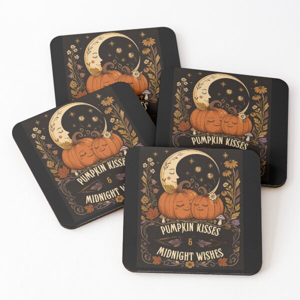 Item preview, Pumpkin Kisses & Midnight Wishes – Romantic Vintage Halloween Folk Art designed and sold by inkaylindesign.