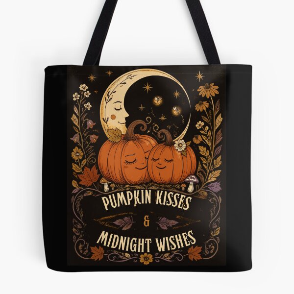 Item preview, Pumpkin Kisses & Midnight Wishes – Romantic Vintage Halloween Folk Art designed and sold by inkaylindesign.