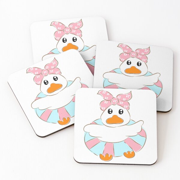 Item preview, White duck wearing pink floral swim float vector designed and sold by Pe.peach.