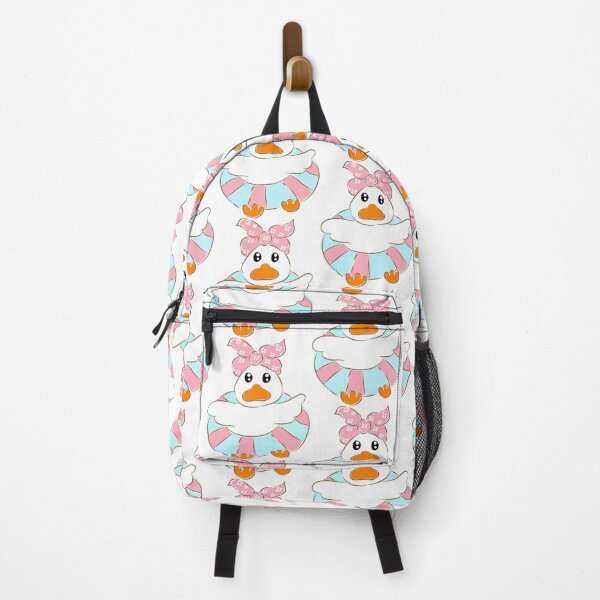 Item preview, White duck wearing pink floral swim float vector designed and sold by Pe.peach.