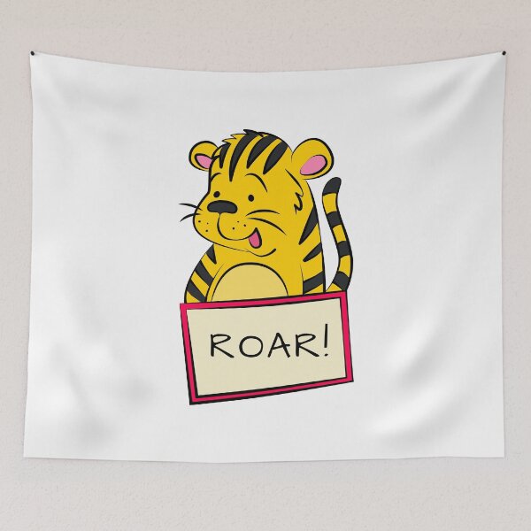 Item preview, Cute Cartoon Tiger with Roar Sign designed and sold by Ekaterina  Biserova.
