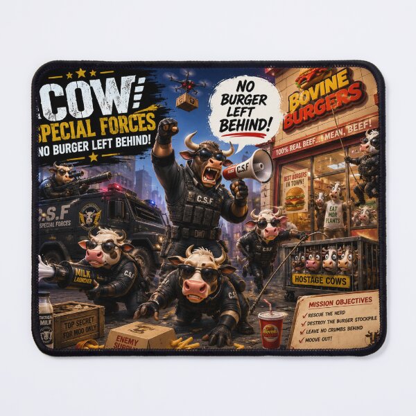 Item preview, COW SPECIAL FORCES NO BURGER LEFT BEHIND! designed and sold by studioabstract.