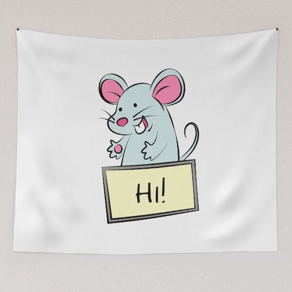 Item preview, Cute Cartoon Mouse with Hi Sign designed and sold by Ekaterina  Biserova.