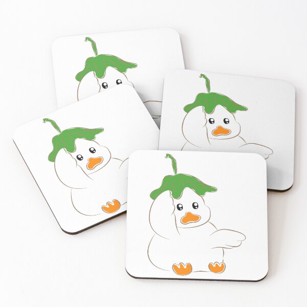 Item preview, Cute white duck character wearing green leaf hat designed and sold by Pe.peach.
