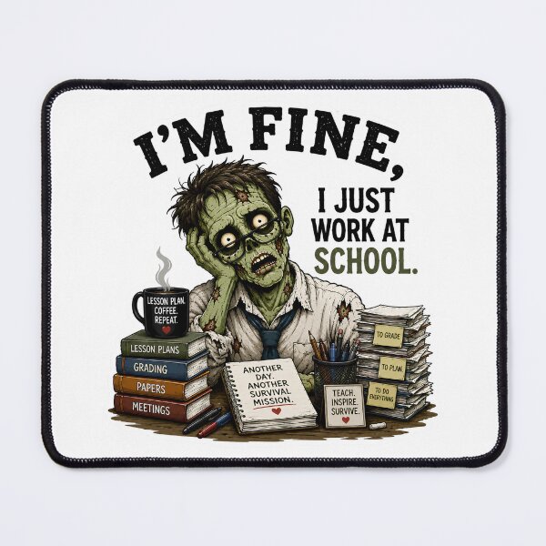 Item preview, I’m Fine I Just Work at School – Funny Zombie Teacher School Humor Gift designed and sold by SVALANART.