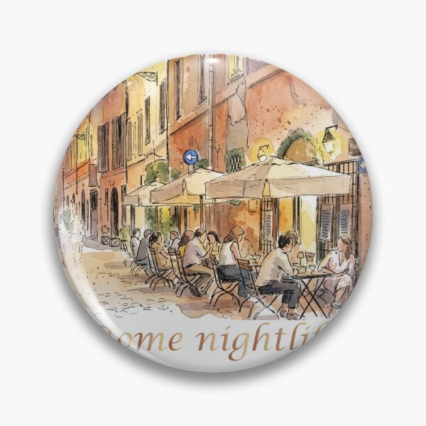 Item preview, Rome Italy Street Cafe Nightlife Watercolor Art designed and sold by NareArt.