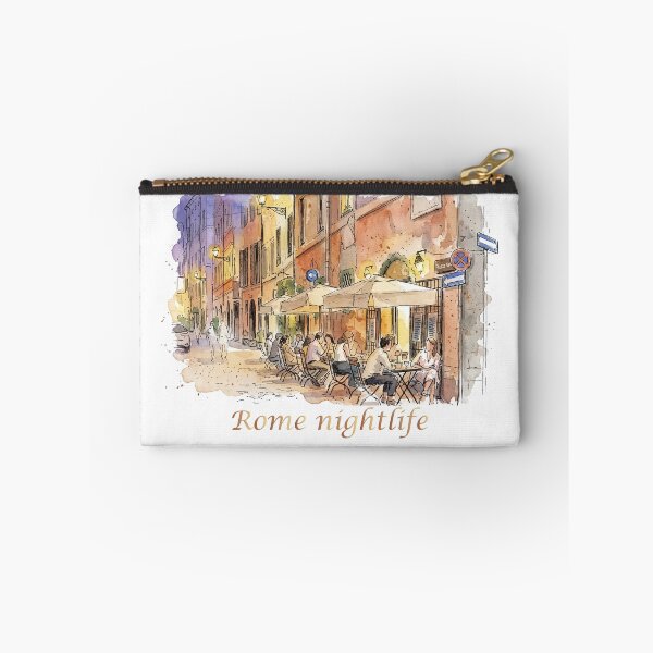 Item preview, Rome Italy Street Cafe Nightlife Watercolor Art designed and sold by NareArt.
