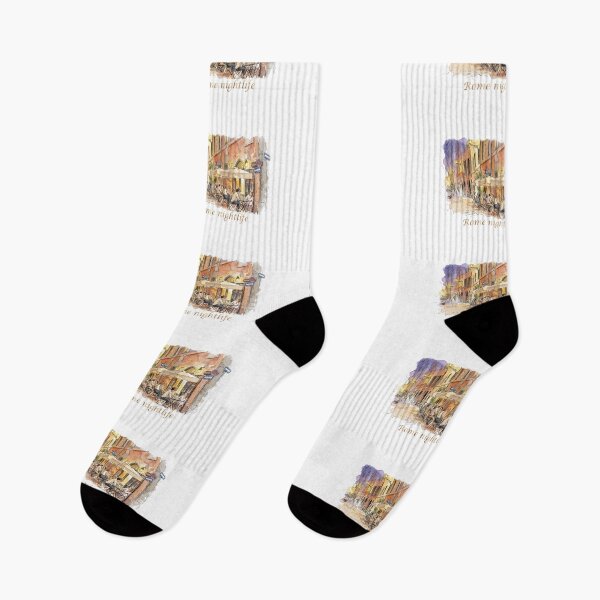 Item preview, Rome Italy Street Cafe Nightlife Watercolor Art designed and sold by NareArt.