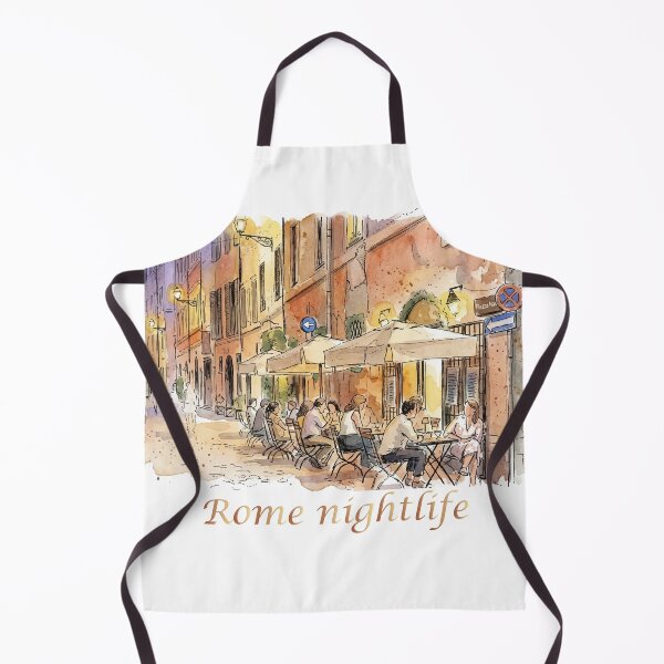 Item preview, Rome Italy Street Cafe Nightlife Watercolor Art designed and sold by NareArt.