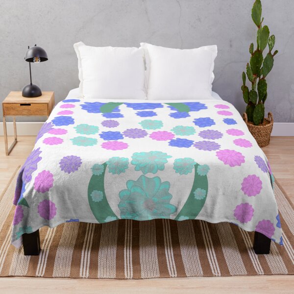 Item preview, Colorful Floral Pattern with Purple Pink and Blue Flowers and Green Leaf Arches designed and sold by Ei-Ei.