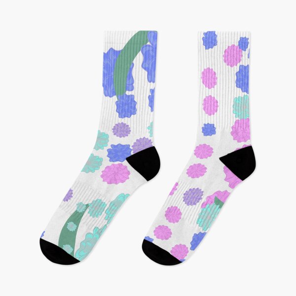 Item preview, Colorful Floral Pattern with Purple Pink and Blue Flowers and Green Leaf Arches designed and sold by Ei-Ei.