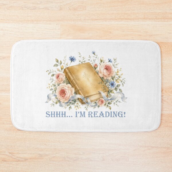Item preview, Shhh I'm reading Floral watercolor Book lover designed and sold by Anne Londez Studio.