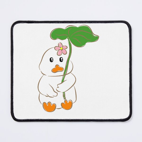 Item preview, Cute white duck holding green lotus leaf umbrella designed and sold by Pe.peach.